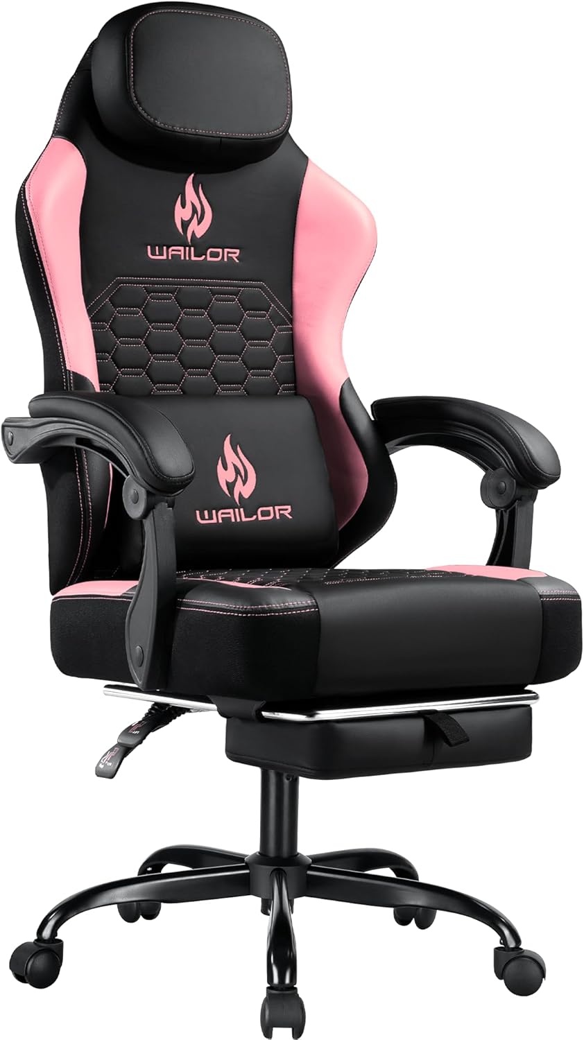 Gaming Chair with Massage and Pocket Spring Cushion for Comfort
