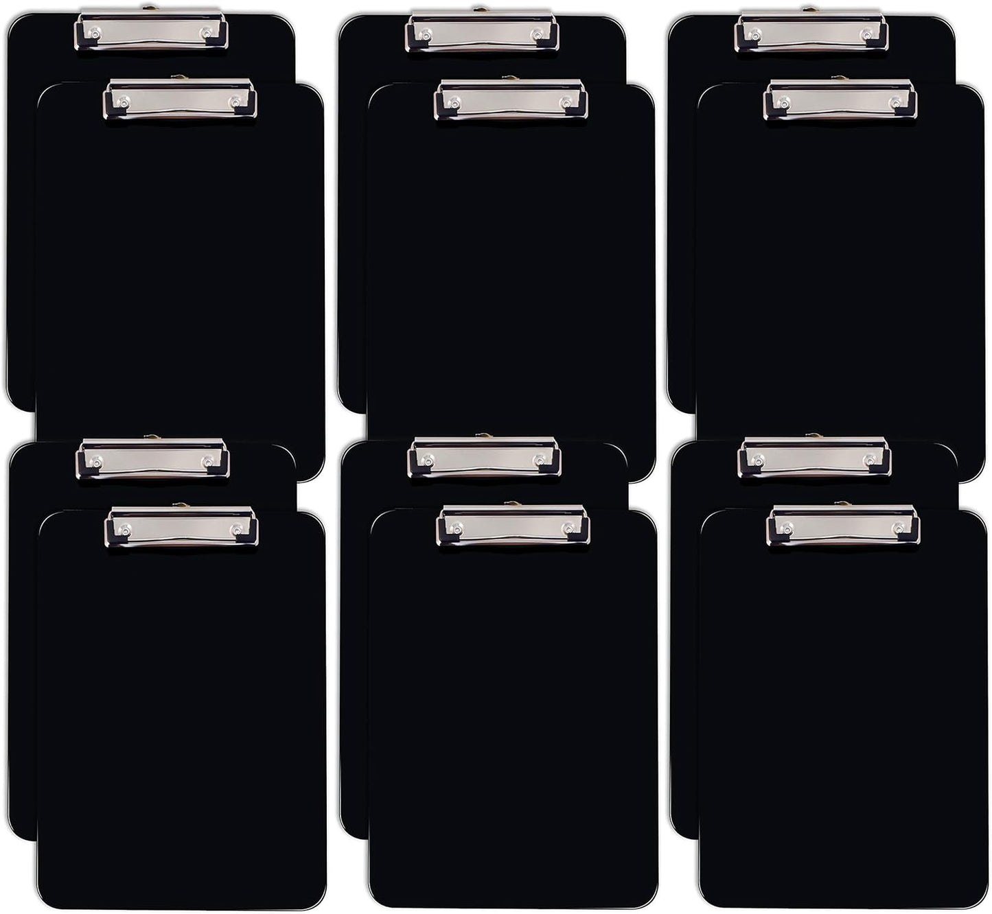 Durable Black Clipboards, 12 Pack, Low Profile Clip