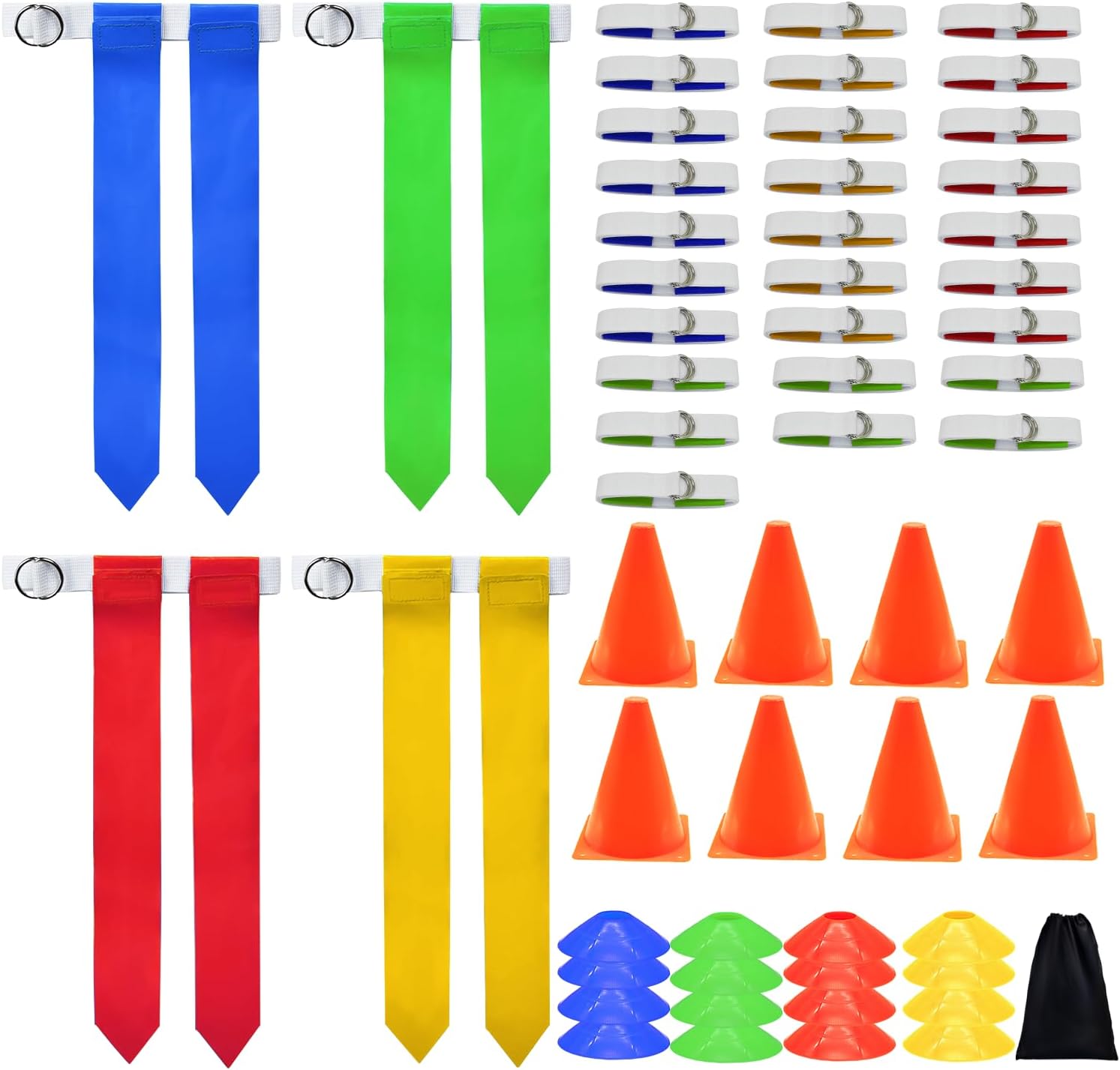 28 Player Football Flags Set with Adjustable Belts and Cones