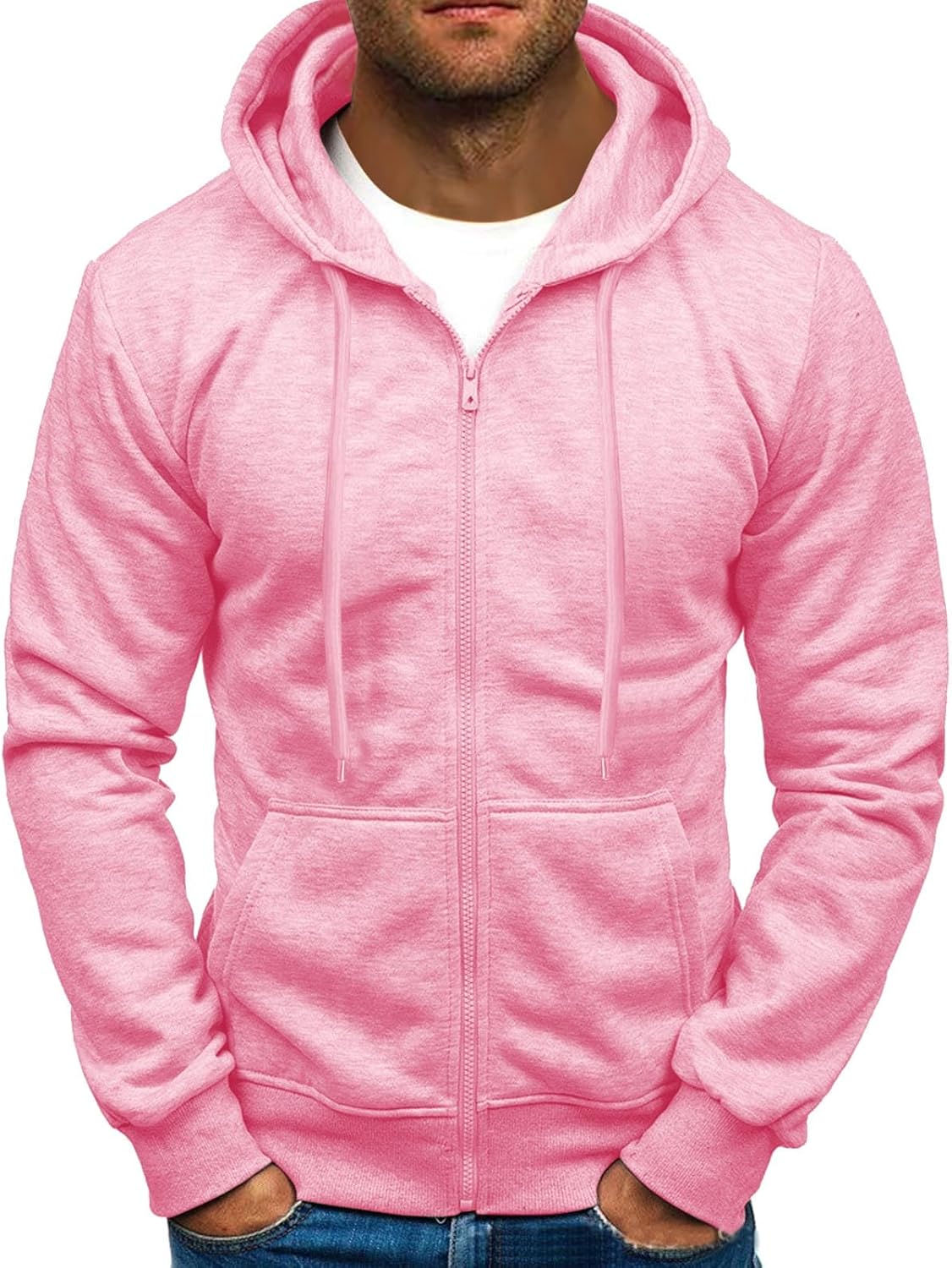 Men's Athletic Hooded Zip-Up with Pockets | Gym Essential