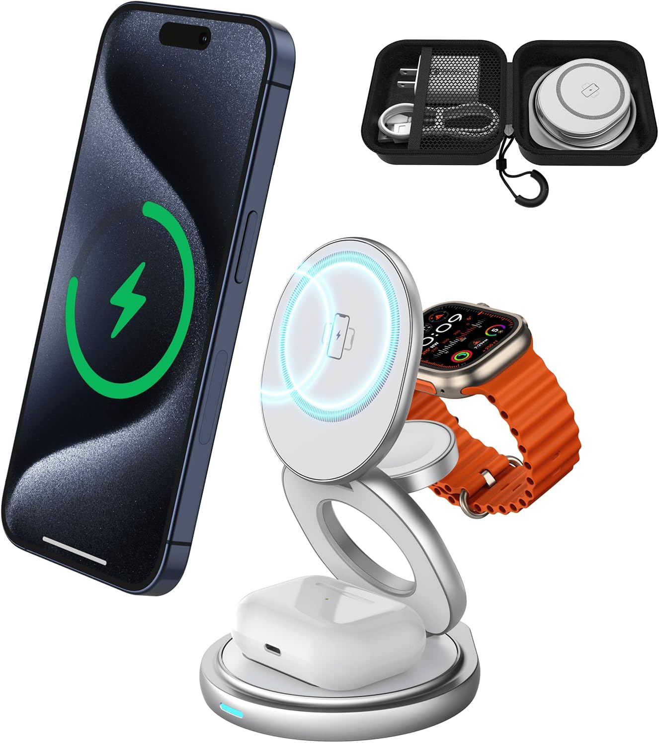 3 in 1 Wireless Charging Station for Apple Devices - Foldable
