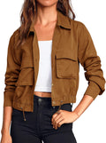 Onedreamer Women's Military Safari Cropped Jacket - Lightweight spring