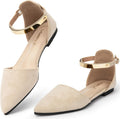 Women's Black Pointed Toe Rhinestone Bow Ankle Strap Flats