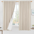 100% Blackout Linen Curtains 63 in Long - Oatmeal Panels