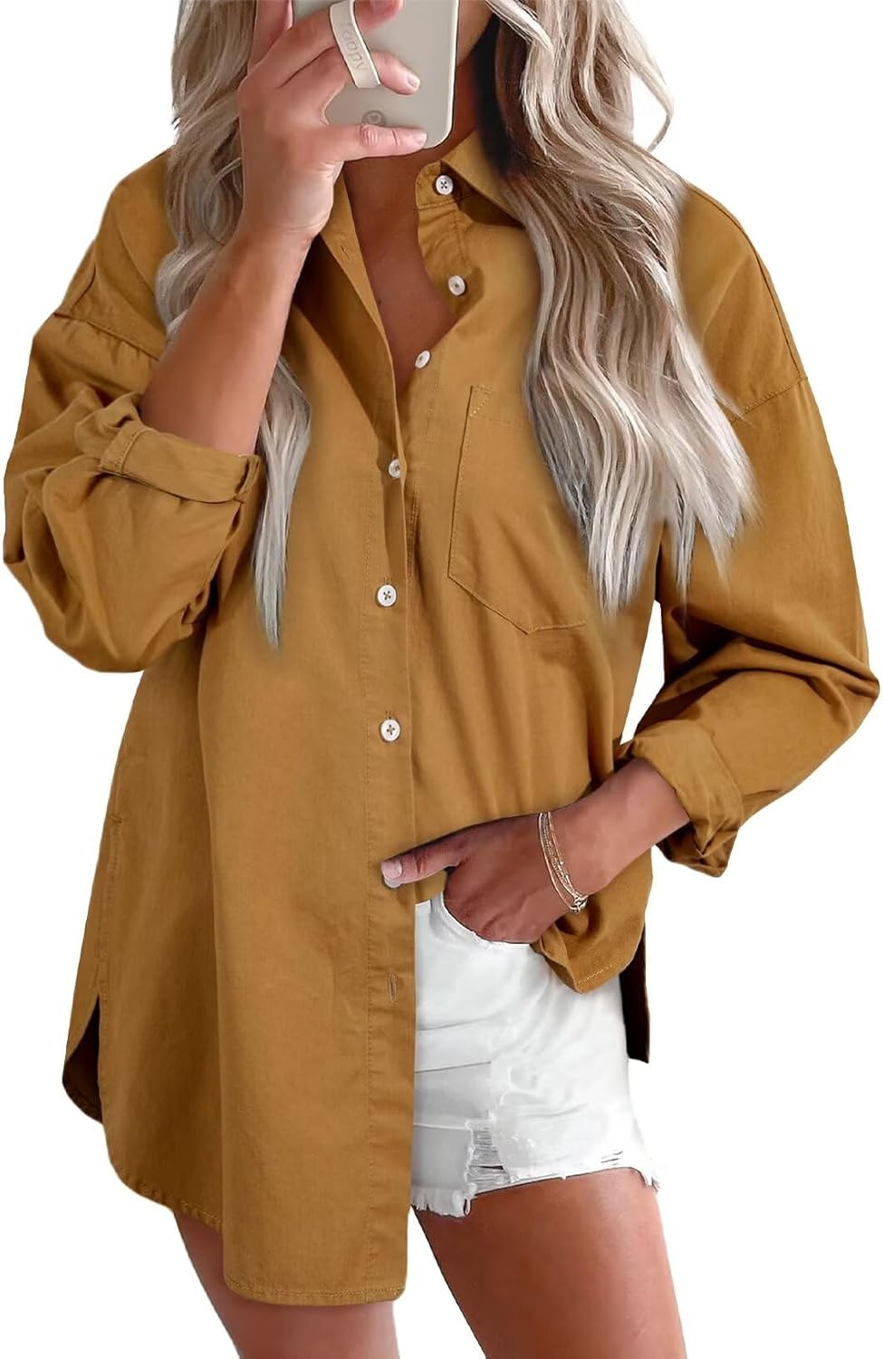 Astylish Women Denim Shirts Button Down Blouse for Casual Style