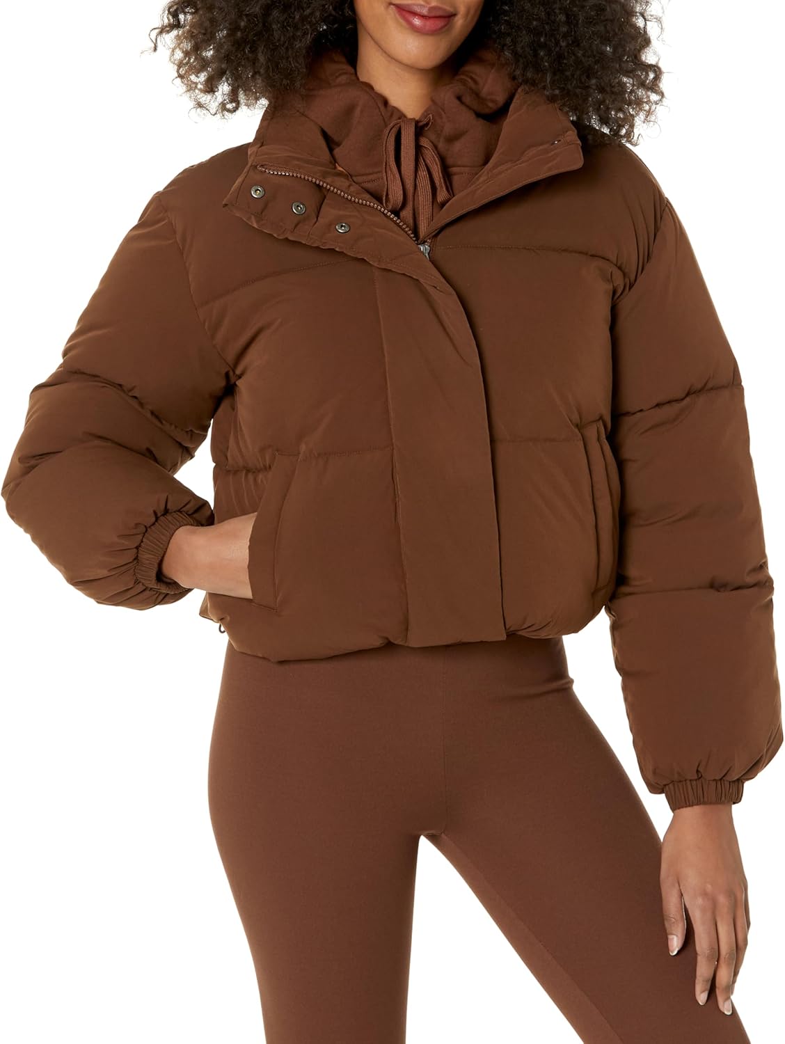 Cropped Full-Zip Puffer Jacket for Women - Stylish Winter Wear
