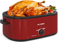 26 Quart Electric Roaster Oven in Red - Large Stainless Steel Roaster