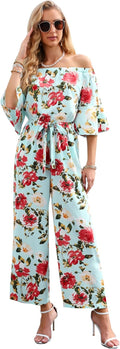 Floral Off Shoulder Wide Leg Jumpsuit - Flowy Summer Romper Welove