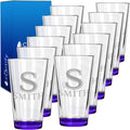 Personalized Beer Glasses Set of 12 Engraved Purple 16oz Pint Glasses