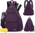 Pickleball Backpack Quilted Crossbody Sling Bag - Durable, Waterproof