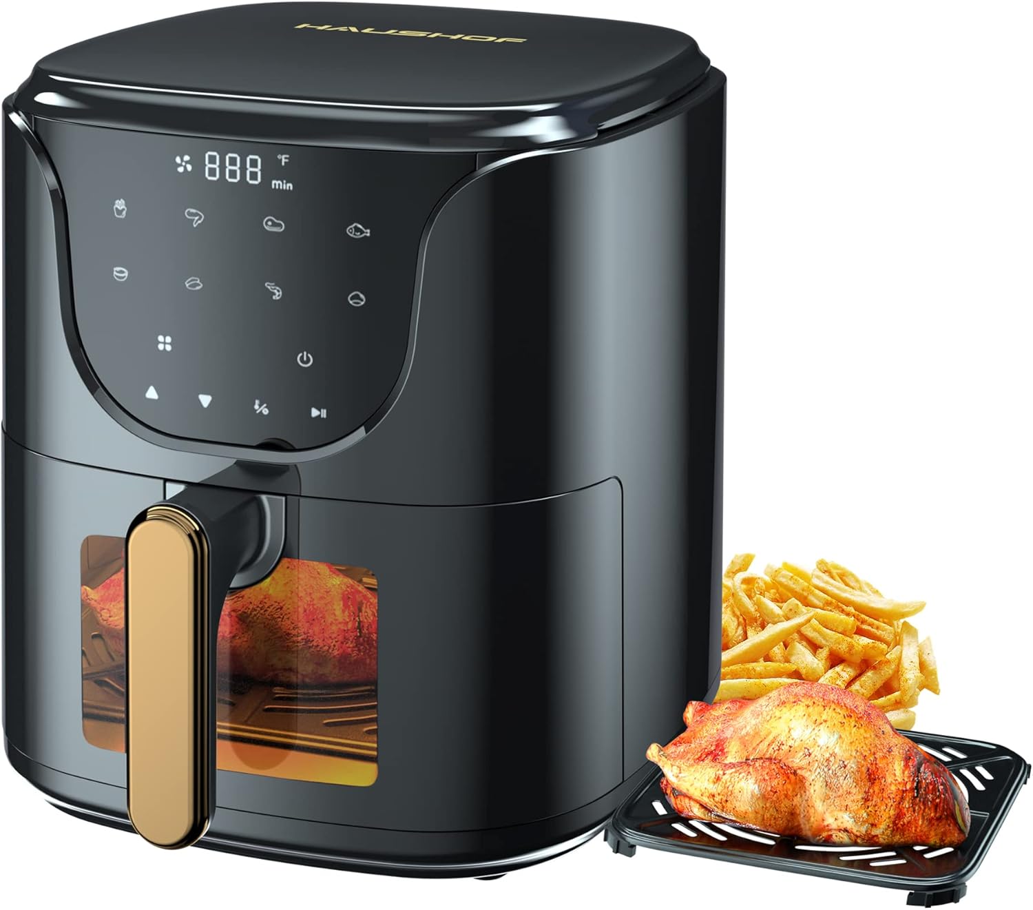 HAUSHOF 5.8 QT Air Fryer: 8 Presets for Quick, Healthy Cooking