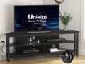 Corner TV Stand With Power Outlet and USB Ports - Space-Saving Media
