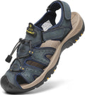 Men's Leather Sport Sandals Closed Toe Trail Sandals - Lightweight