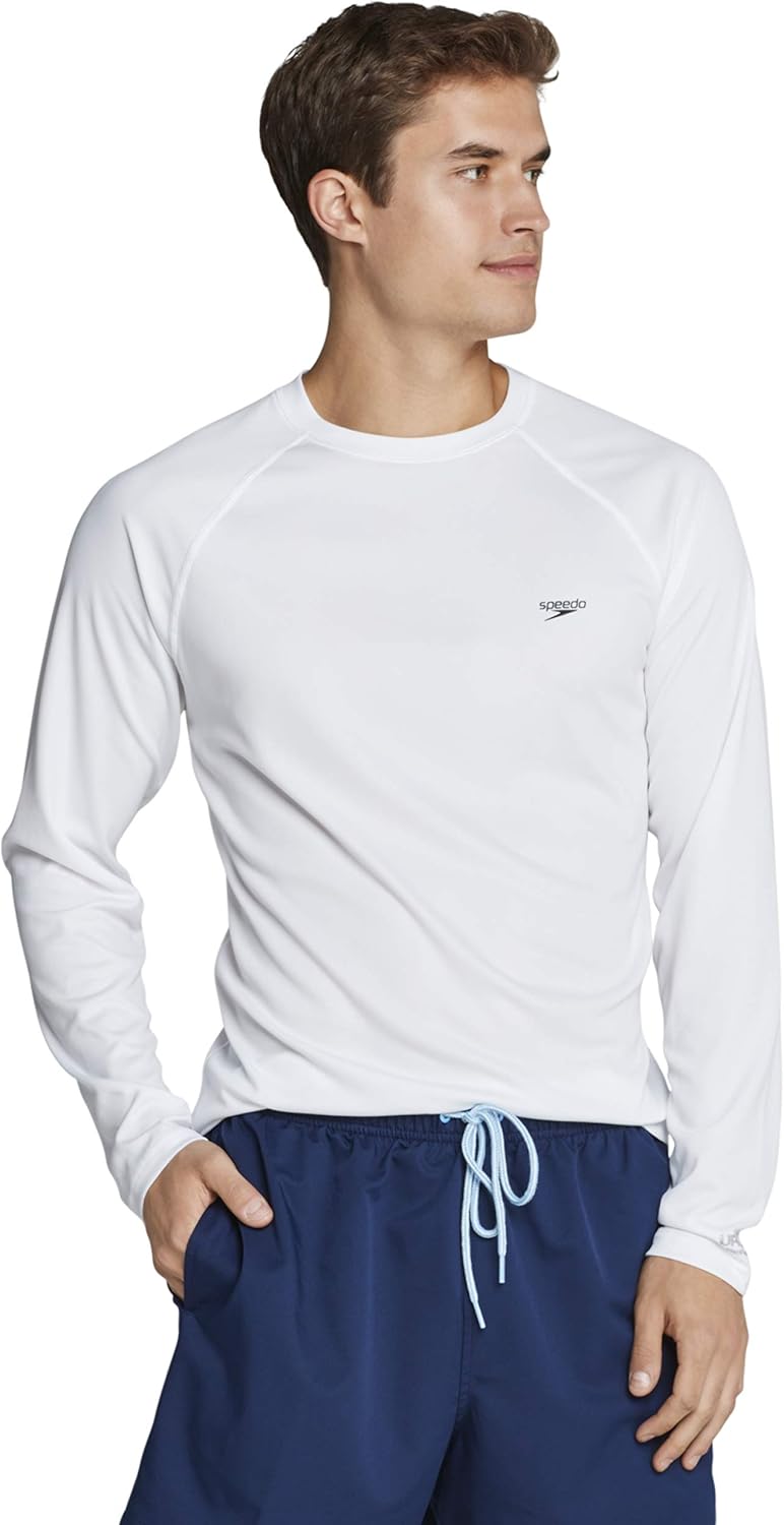 Speedo Men's UV Swim Shirt: Long Sleeve, Quick Dry Comfort