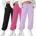 3 Pack Girls Sweatpants High Waist Active Joggers for Kids
