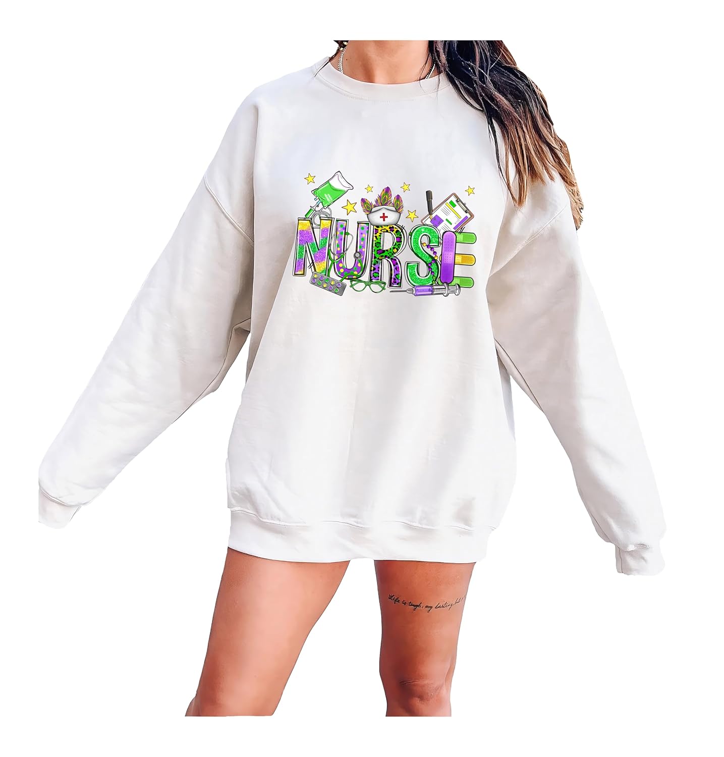 Mardi Gras Nurse Sweatshirt - Festive Comfort!