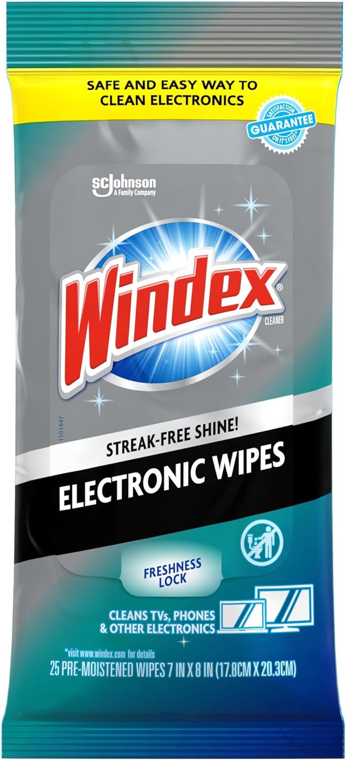 Windex Electronic Cleaning Wipes, 25 ct - Resealable for Lasting Freshness