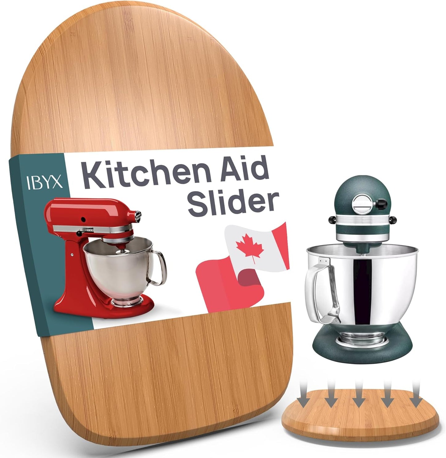 Ibyx Bamboo Sliding Tray for Effortless Kitchen Aid Mixer Use