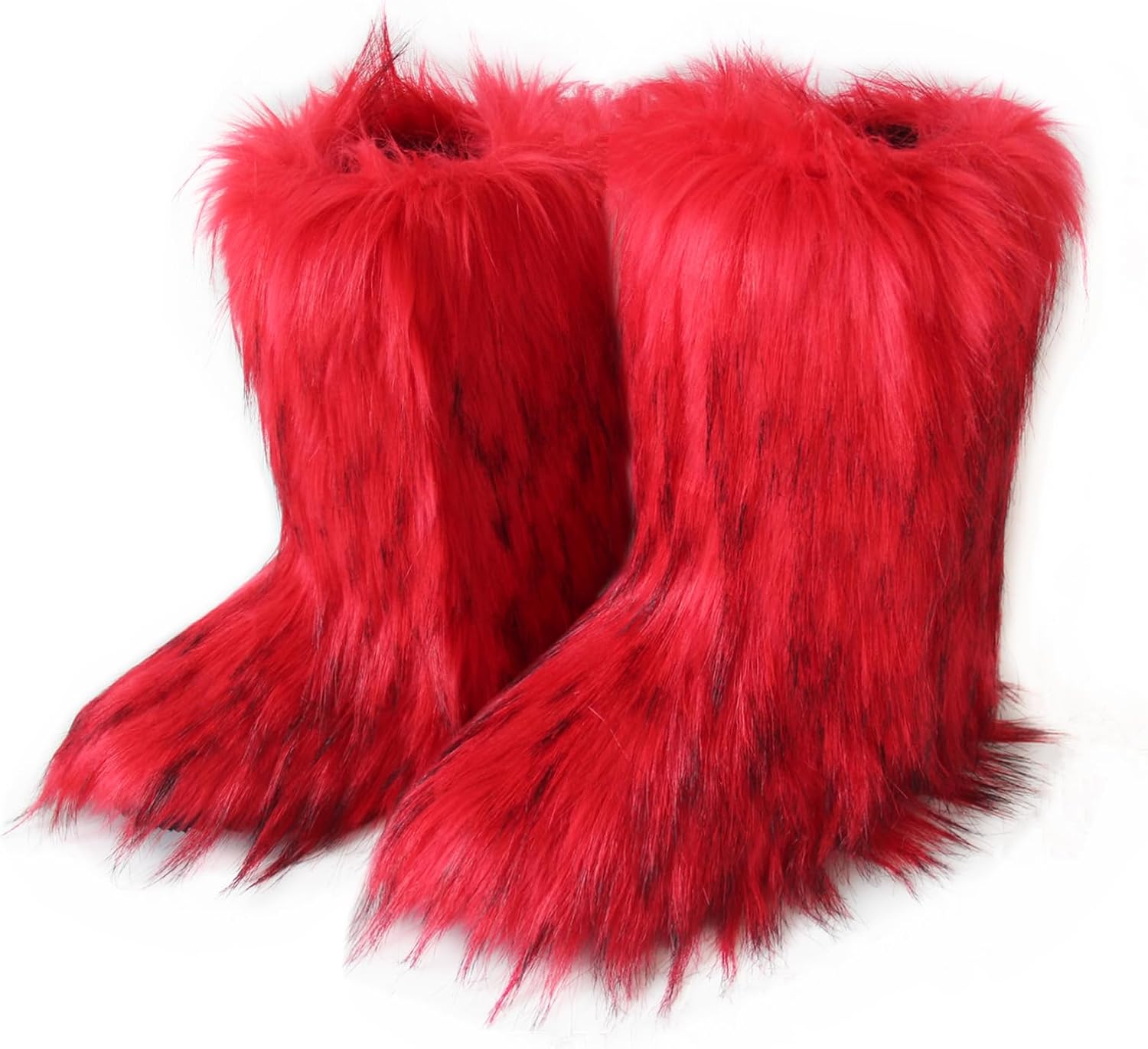 Furry Faux Fur Boots for Women - Cozy Mid Calf Snow Booties