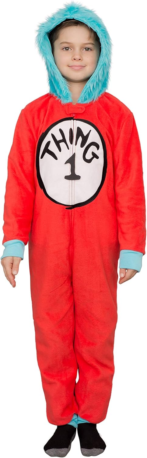 MJC Dr Seuss Thing 1 & 2 Kids Pajama Costume with Patches