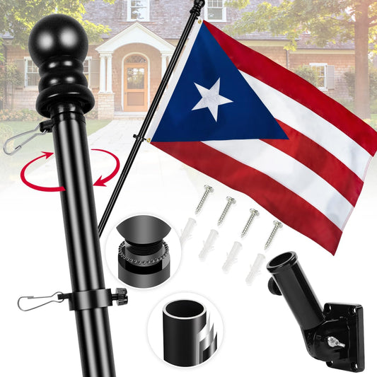 Puerto Rico Flag with Poles for Outside House - Durable Kit