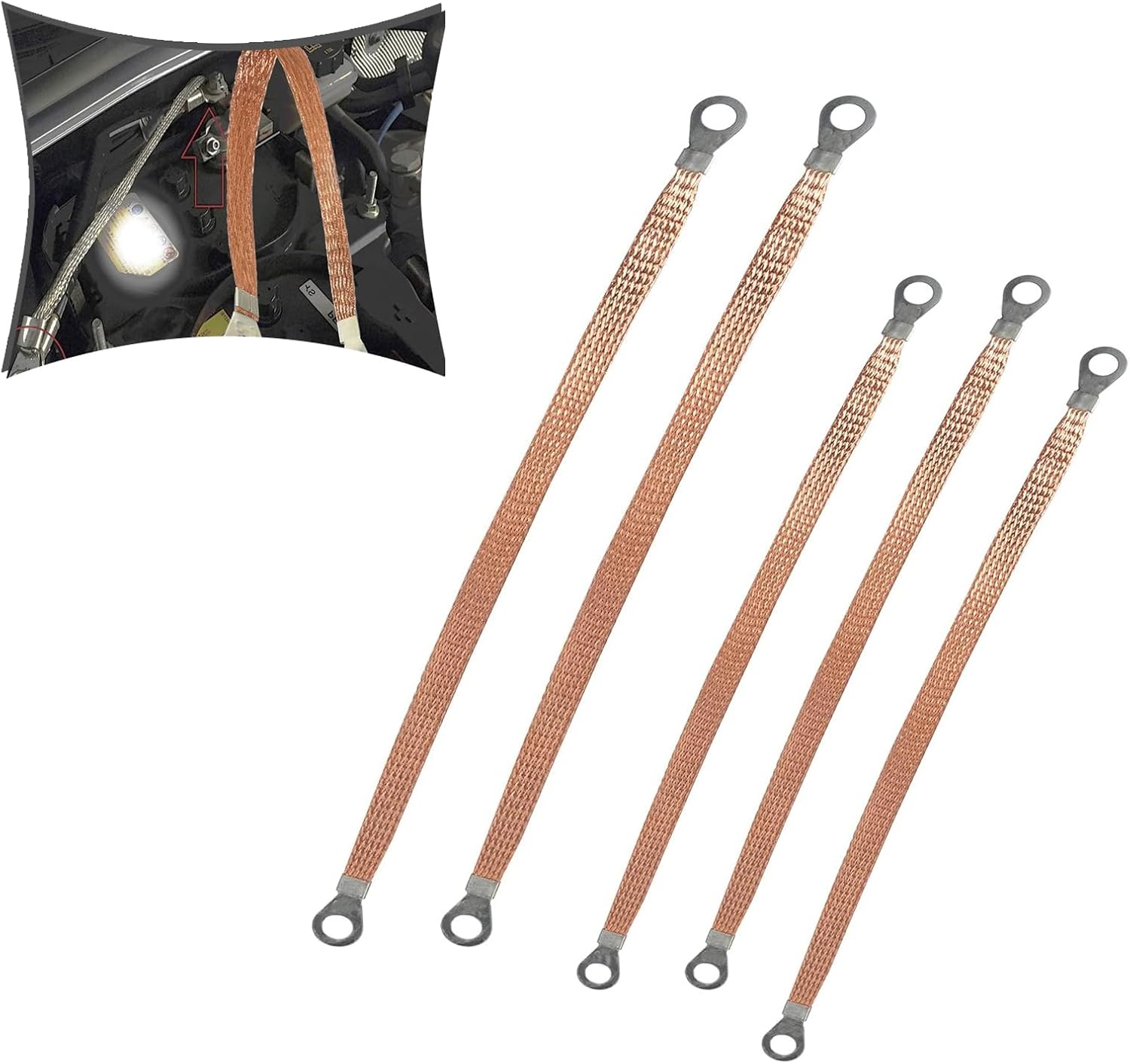 5 PCS Heavy-Duty Copper Grounding Straps for Cars
