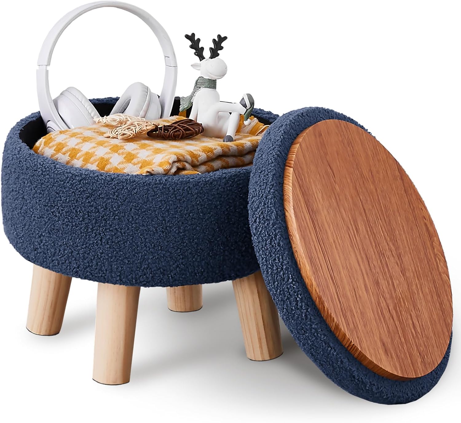 Wimarsbon Storage Ottoman: Modern Round Footrest for Any Space