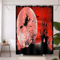 Witch Shower Curtain Halloween Red Moon Witchy Bathroom Decor - Bold