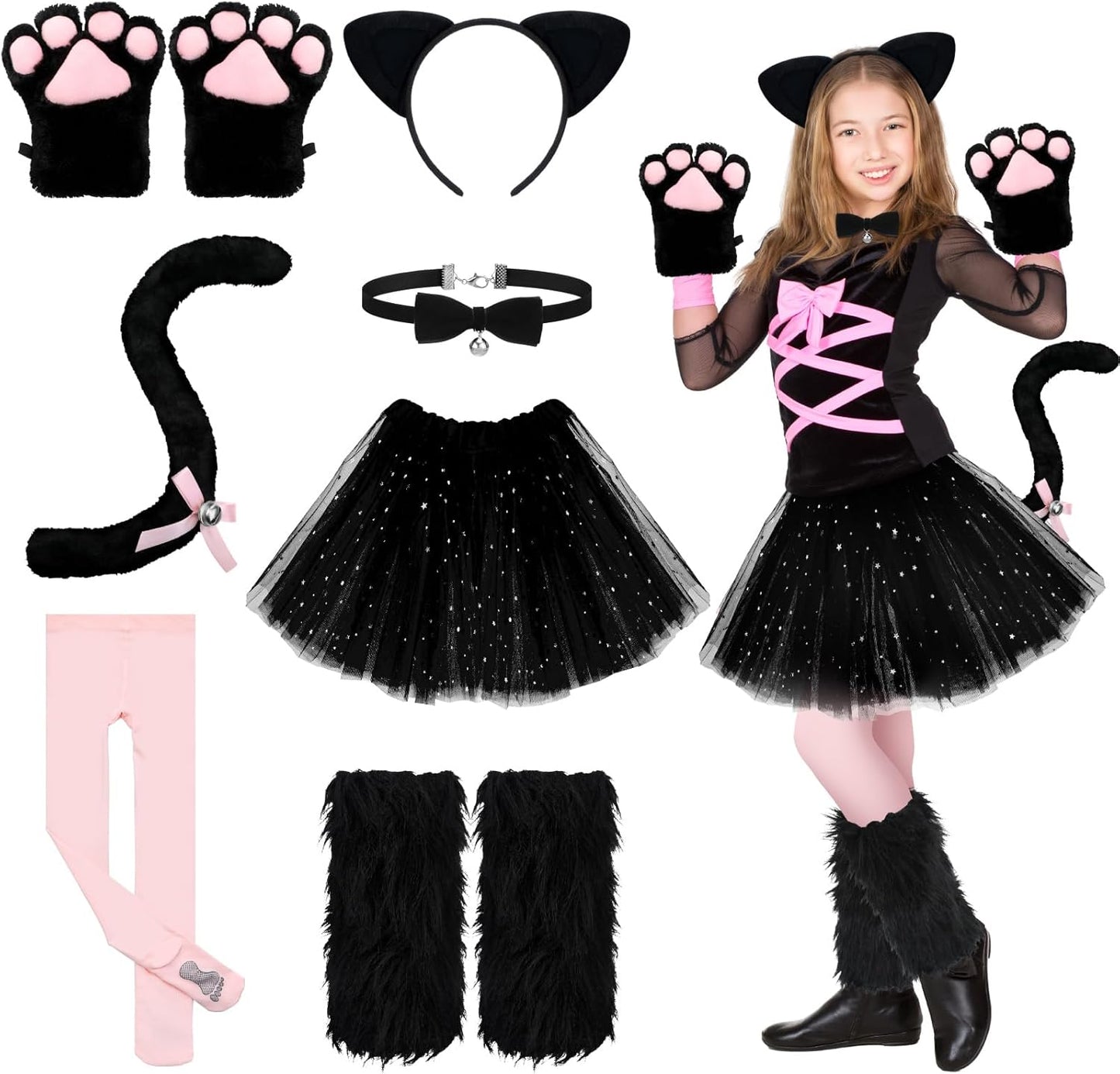 Halloween Cat Costume Accessories Set for Kids - 8 Pcs Fun