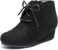 Girls Low Wedge Heel Ankle Booties - Easy Zip-On Style