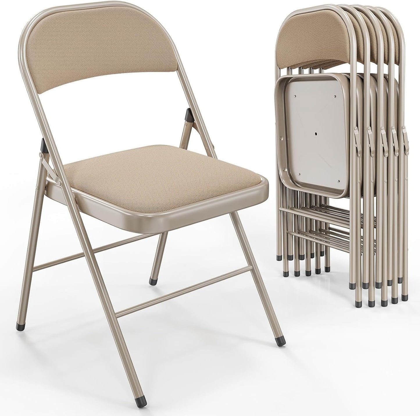 VINGLI Set of 6 Foldable Chairs, Padded Seats, 350 lbs Capacity