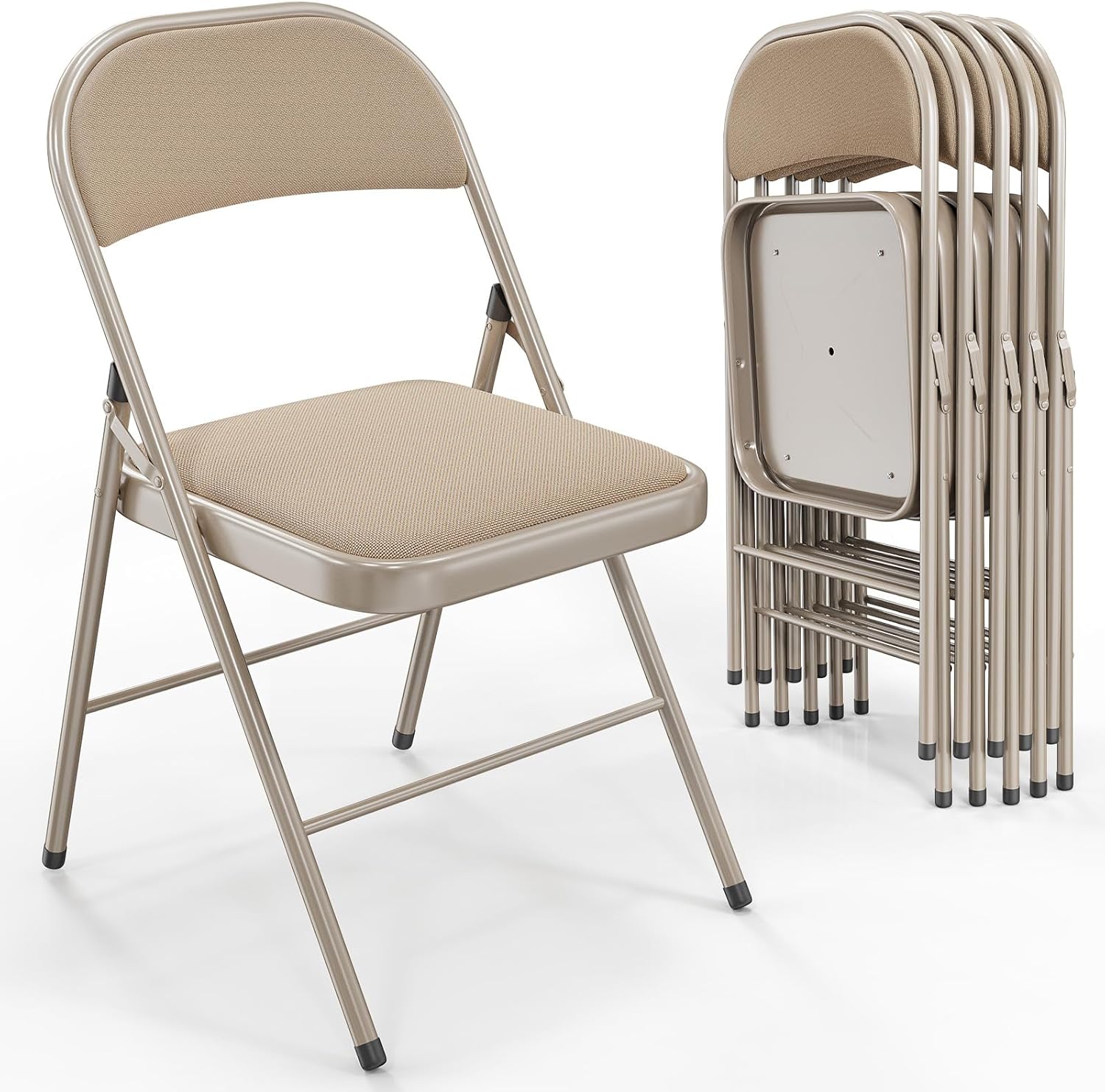 VINGLI Set of 6 Foldable Chairs, Padded Seats, 350 lbs Capacity