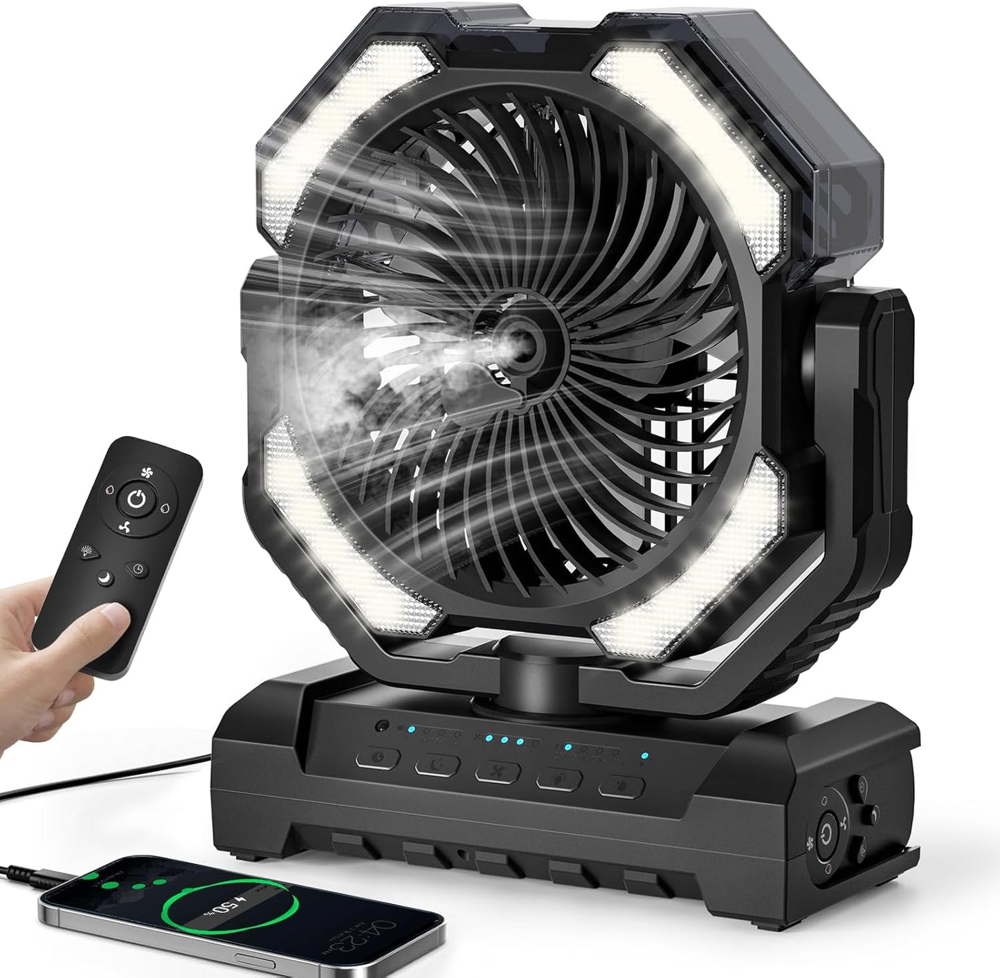20000mAh Portable Misting Fan for Camping and Outdoor Use