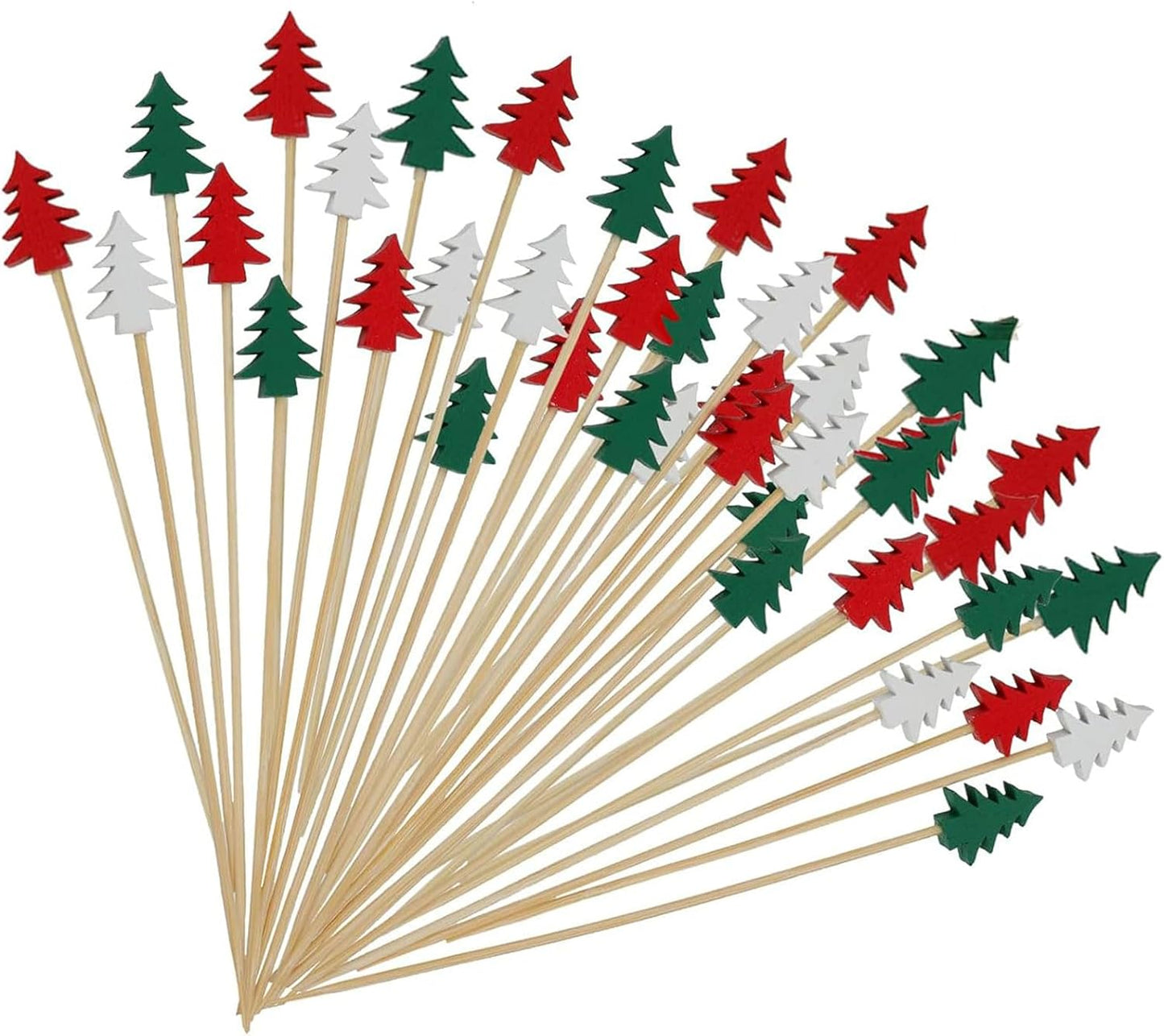 100 Fancy Christmas Cocktail Picks, 5.2 Inch - Pine Decorative Toothpicks