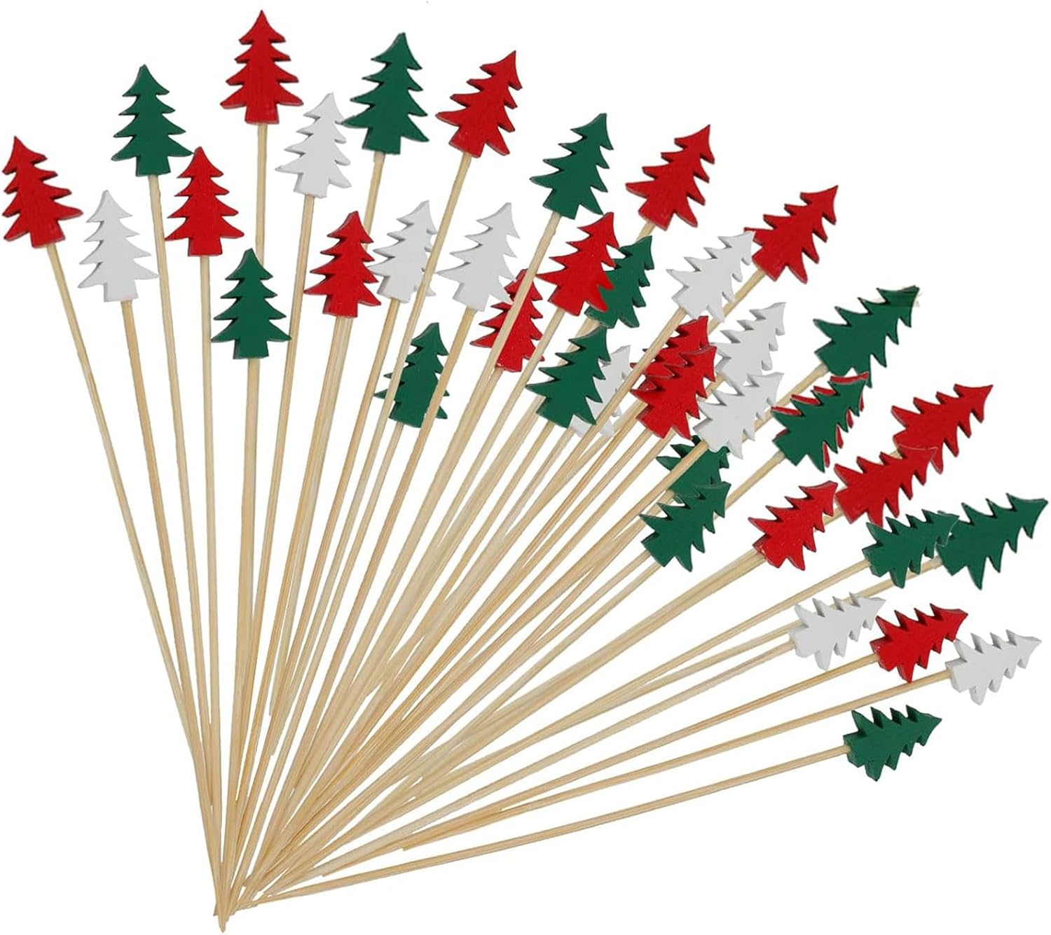 100 Fancy Christmas Cocktail Picks, 5.2 Inch - Pine Decorative Toothpicks