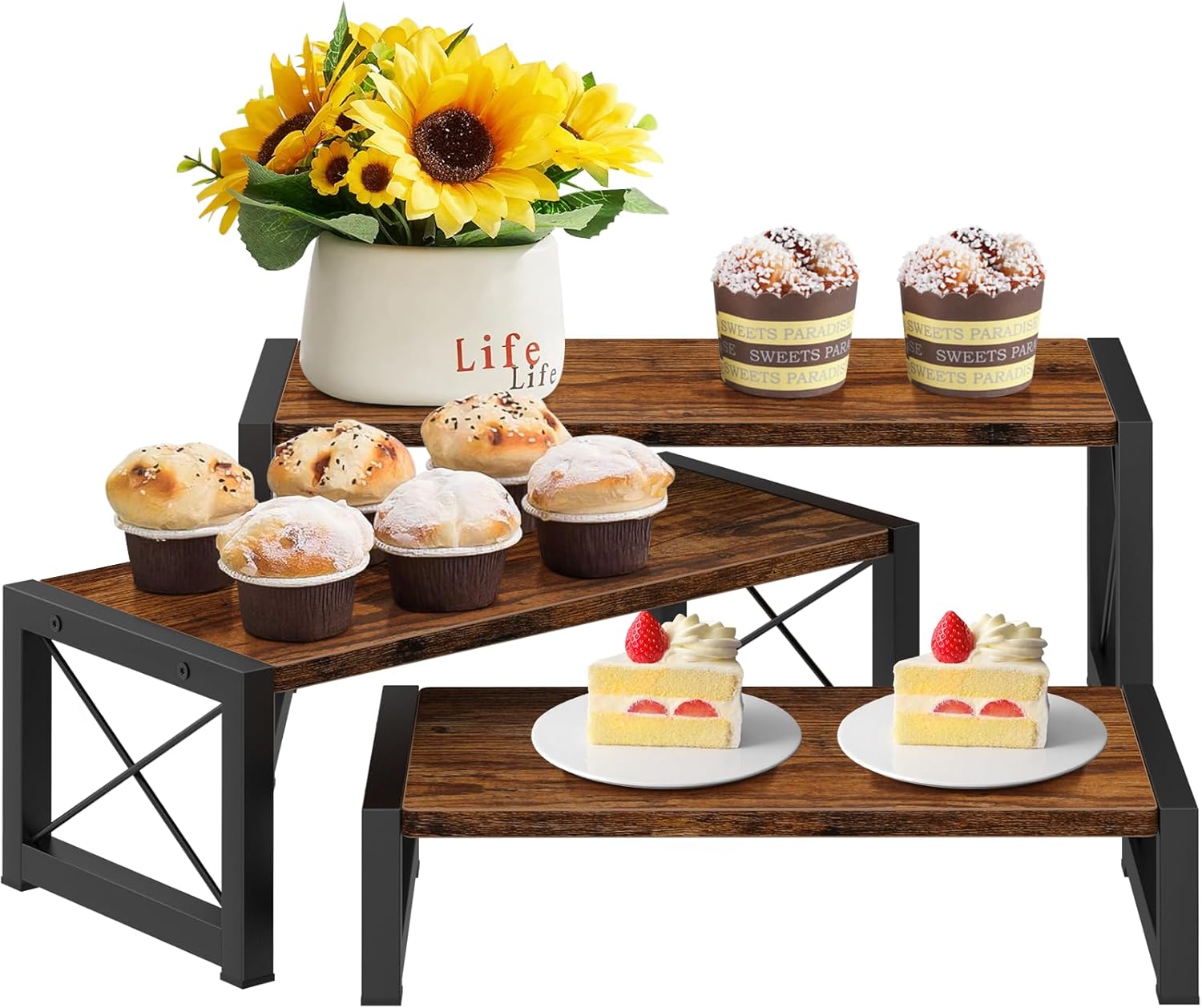 ELITEROO 3 Tier Cupcake Stand for Rustic Dessert Displays