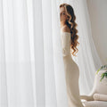 NICETOWN 144 in Sheer White Curtains 2 Panels - Light Filtering