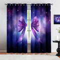 Purple Starry Sky Bow Blackout Curtains - Thermal Insulated Panels