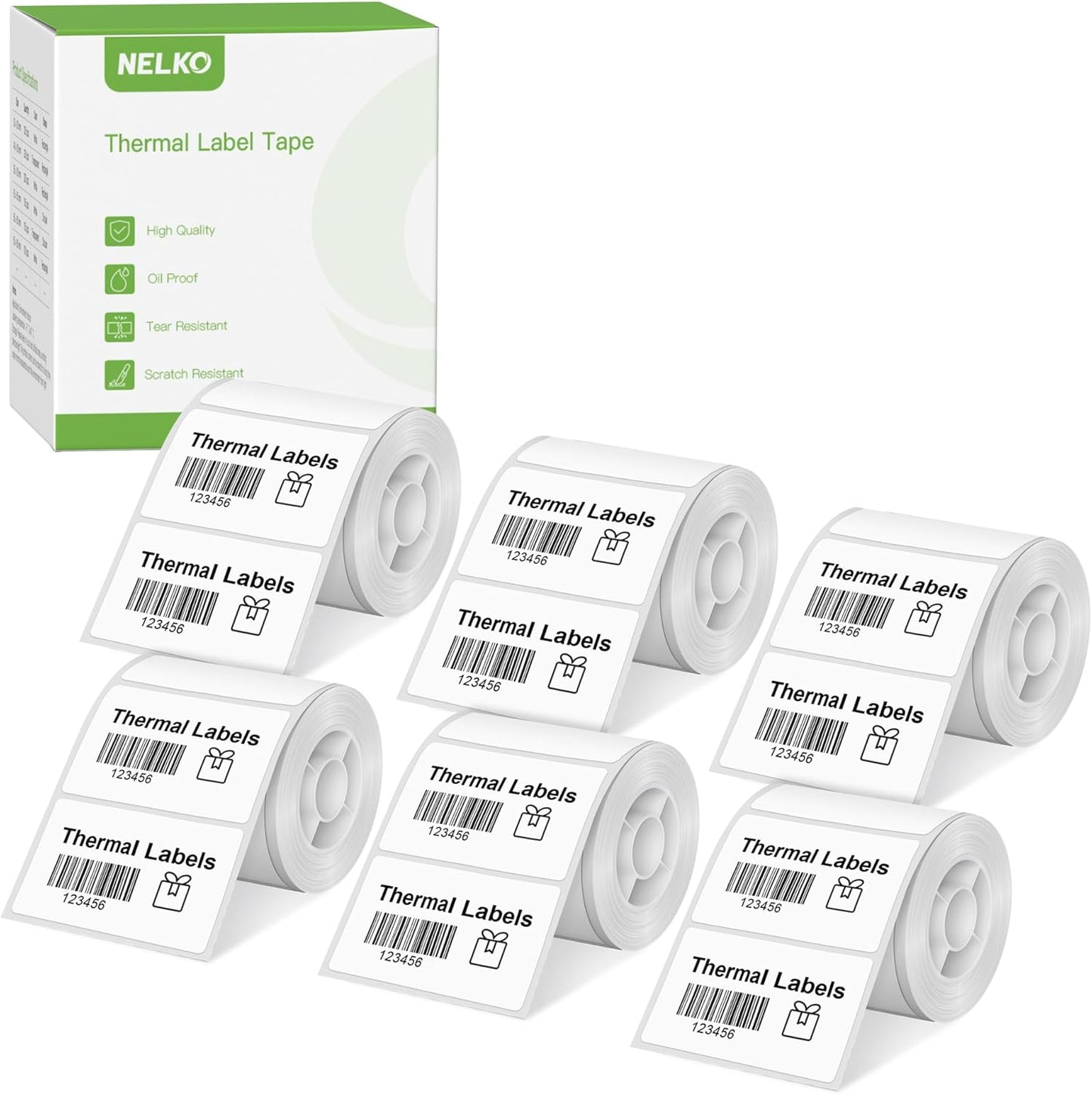 "Waterproof White Thermal Labels for Nelko PM220 - 6 Rolls"