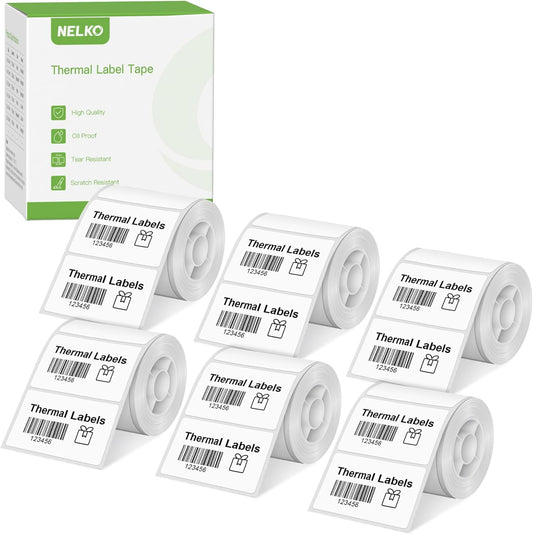 "Waterproof White Thermal Labels for Nelko PM220 - 6 Rolls"
