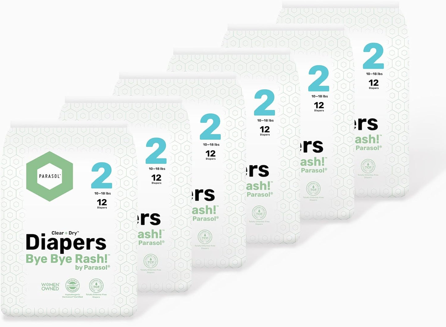 PARASOL Clear+Dry Disposable Diapers with RashShield Protection