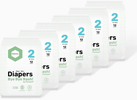 PARASOL Clear+Dry Disposable Diapers with RashShield Protection