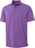 M MAELREG Pinstriped Golf Polo Shirts for Men - Performance Fit