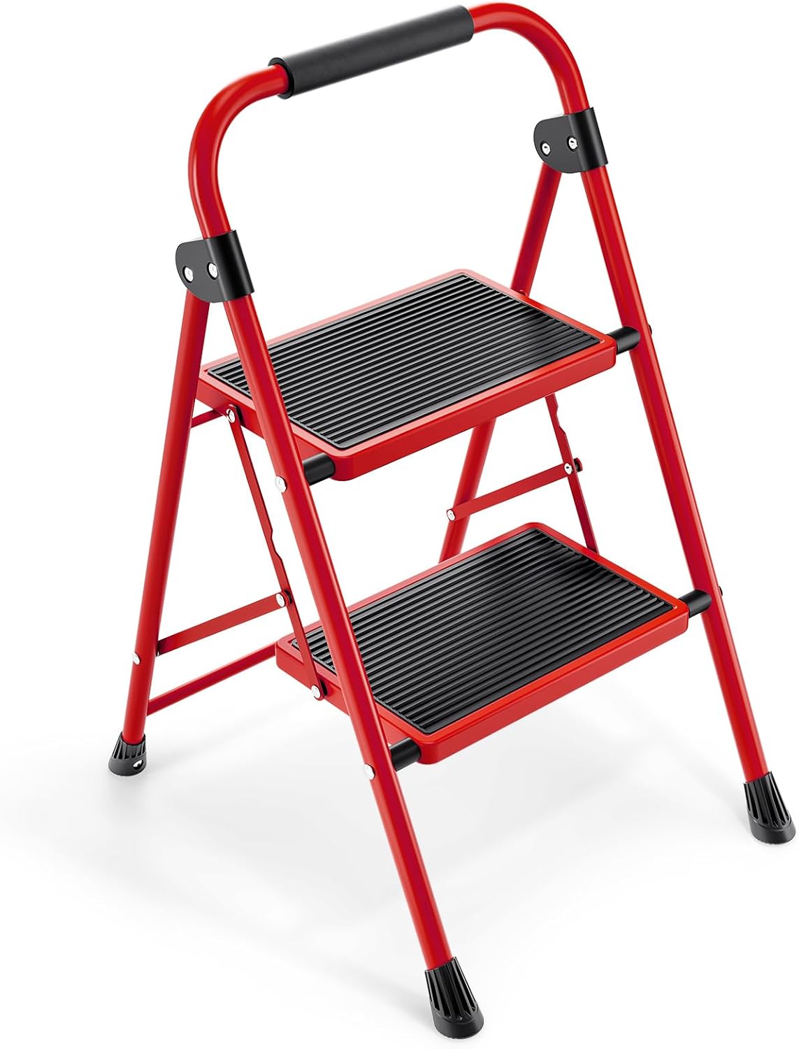 KINGRACK 2 Step Ladder with Anti-Slip Pedals and Handrails