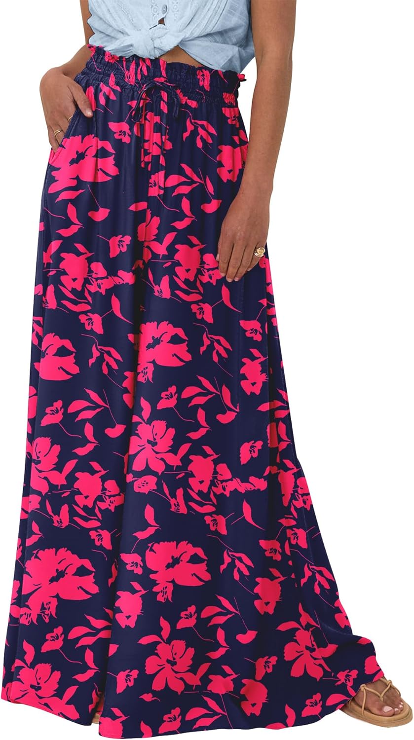 BTFBM Women Casual High Waist Wide Leg Pants for Summer Style