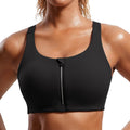 CRZ YOGA Womens Zip Front High Impact Sports Bra - Supportive Fit cups