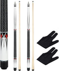Pool Cue Stick 58 in Maple 2-Piece Set - Balanced 19/20 oz Pair