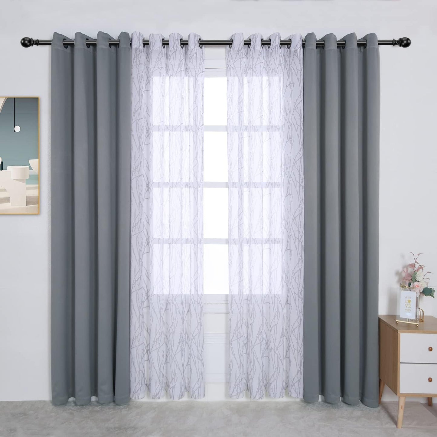 BONZER Mix and Match Curtains Set of 4 Panels for Your Home