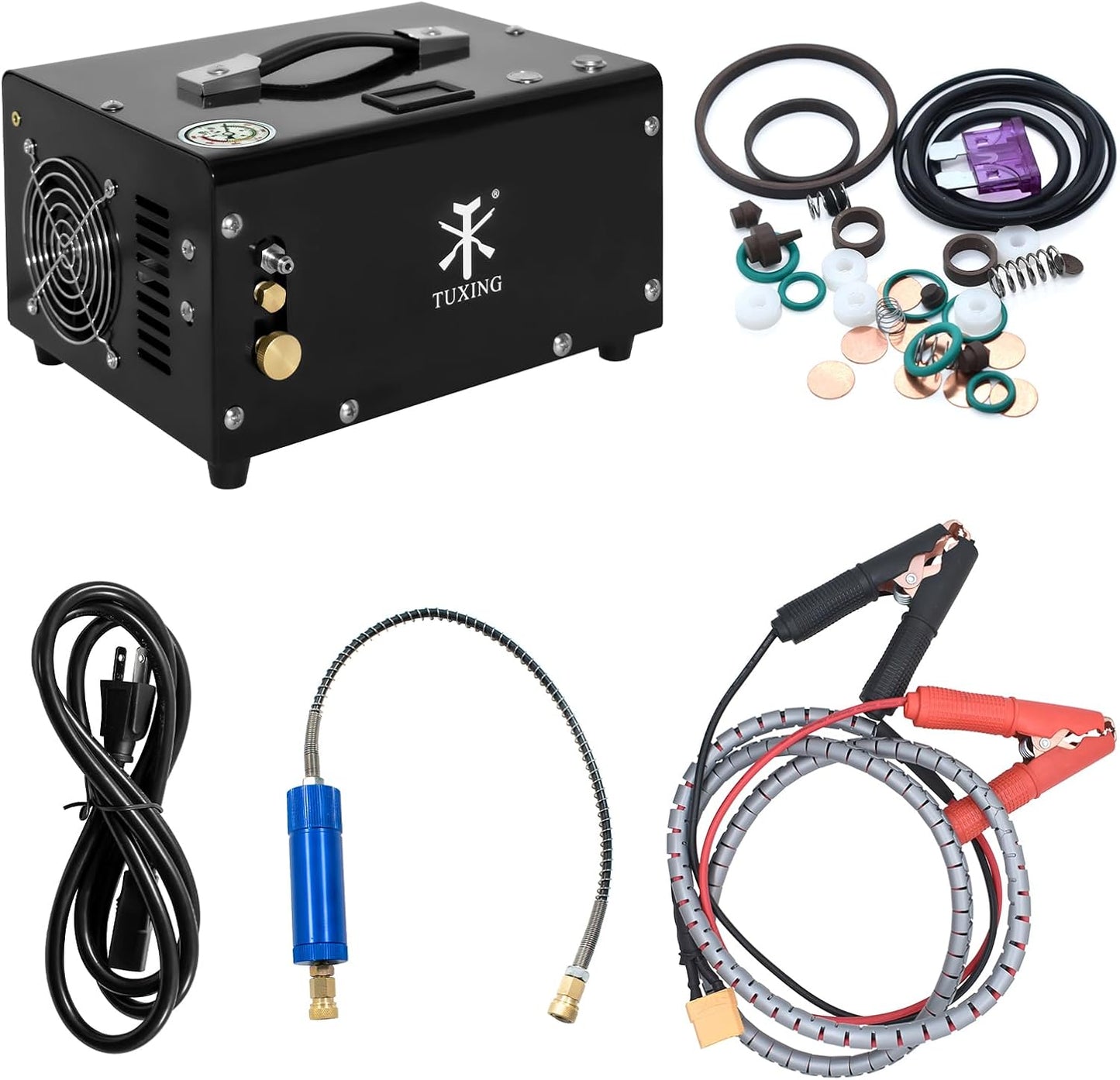 TUXING 4500Psi High Pressure Air Compressor with Water Cooling for PCP Air Rifles
