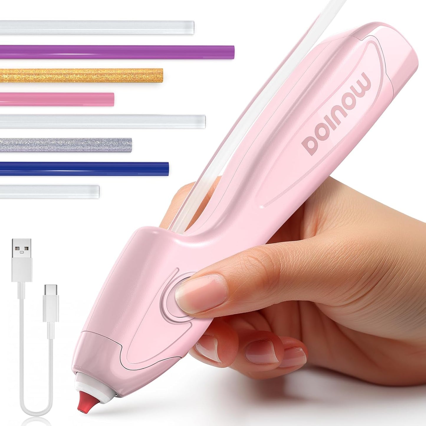 Pink Hot Glue Gun Cordless & Rechargeable for Crafting Fun